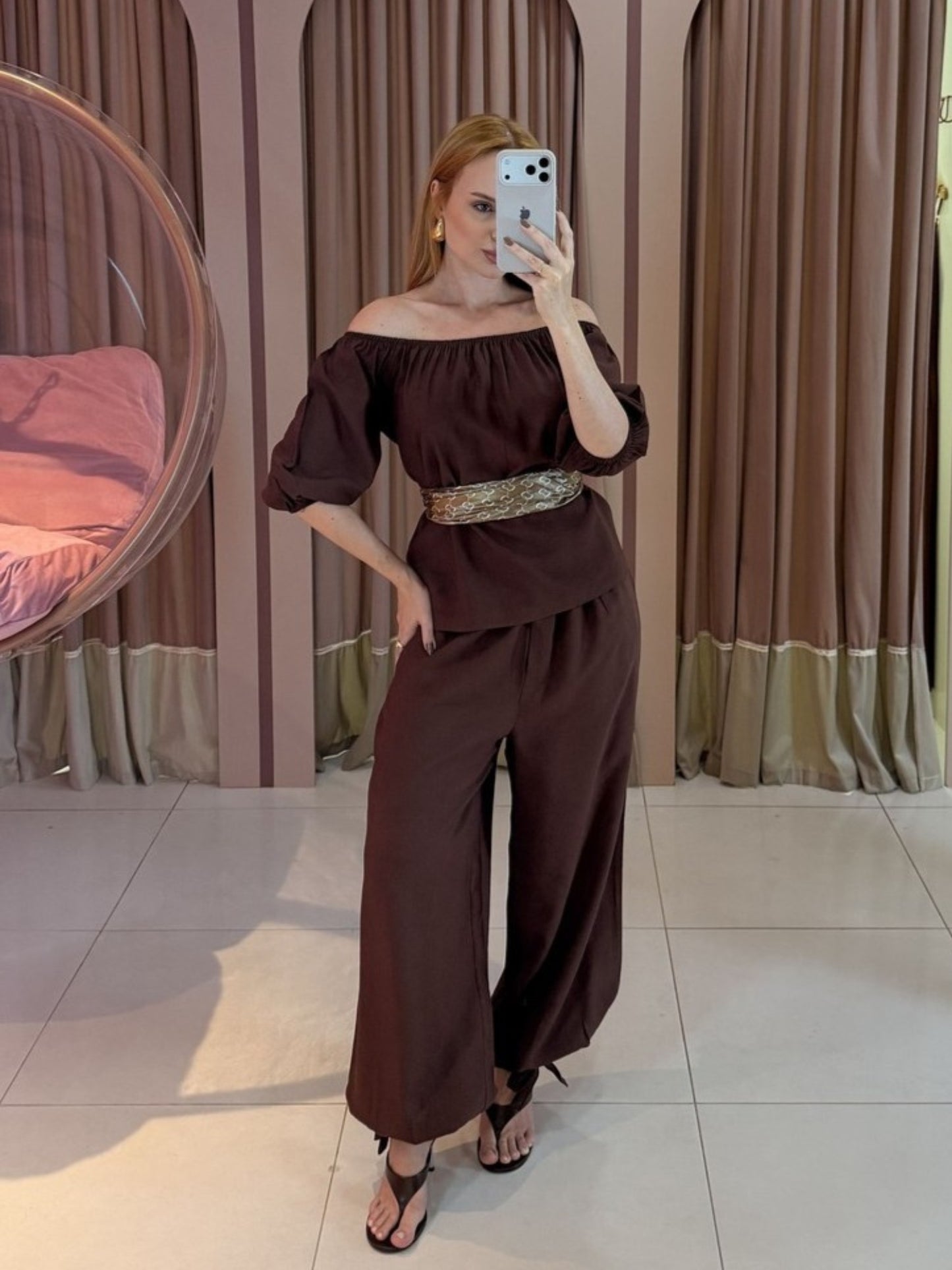 Conjunto Aladim Ombro a Ombro Com Calça Pantalona